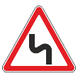 Дорожный знак 1.12.2 «Опасные повороты с первым поворотом налево» (металл 0,8 мм, I типоразмер: сторона 700 мм, С/О пленка: тип Б высокоинтенсив.)